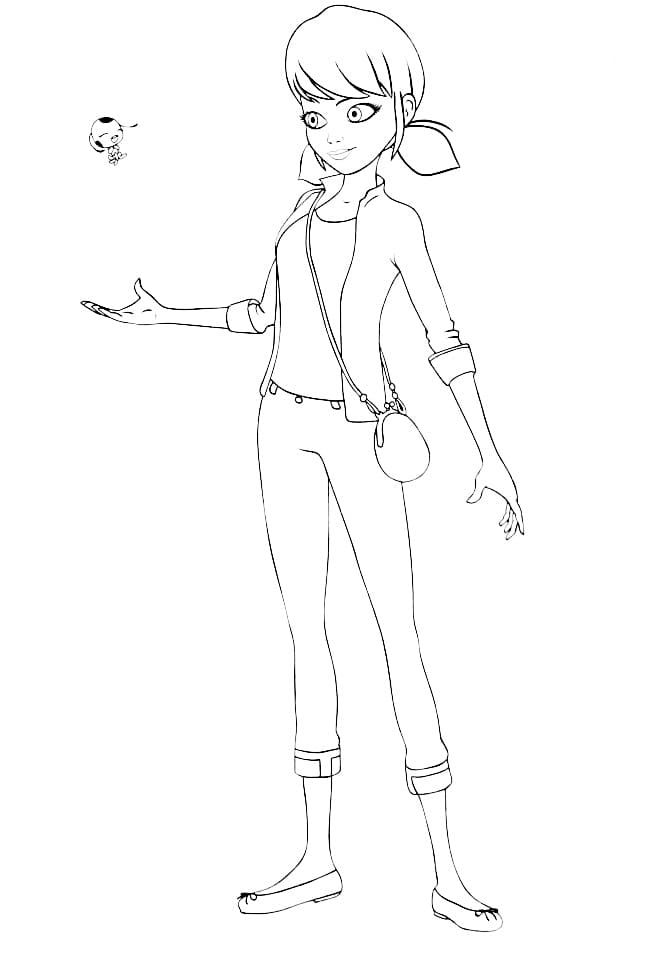 Online coloring book: Marinette and Tikki coloring page